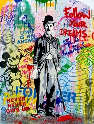 Chaplin by Mr. Brainwash - Original on Canvas sized 38x50 inches. Available from Whitewall Galleries